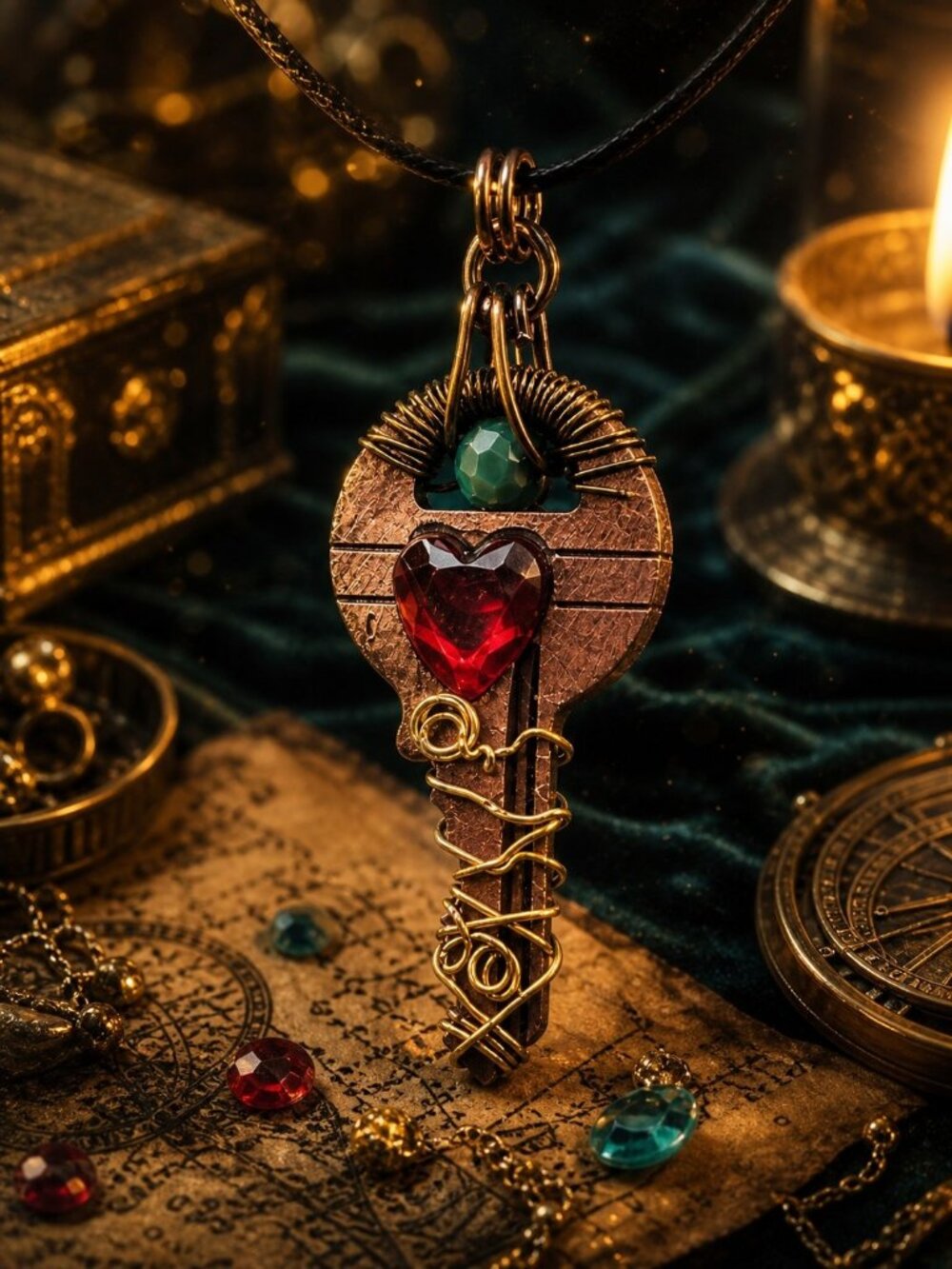 Found Object Key Relic Necklace • Wire Wrapped Gothic Pendant • One of a Kind